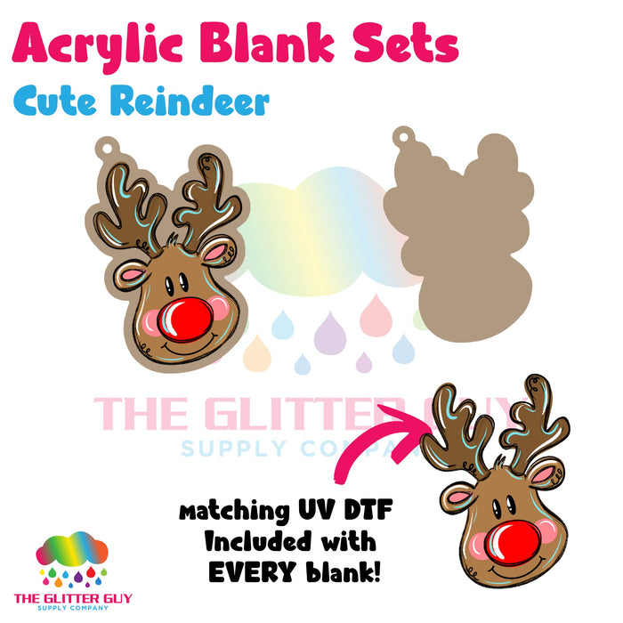 Cute Reindeer acrylic blank and keychain kit AB-205