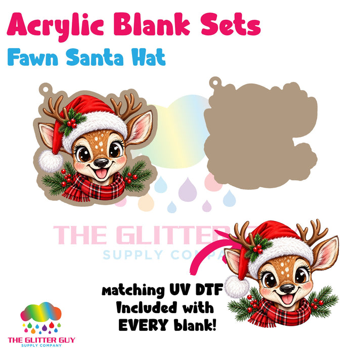 Fawn Santa Hat acrylic blank and keychain kit AB-206