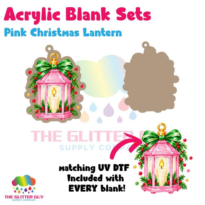 Pink Christmas Lantern acrylic blank and keychain kit AB-214