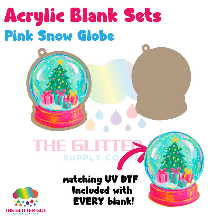 Pink Snow Globe acrylic blank and keychain kit AB-215