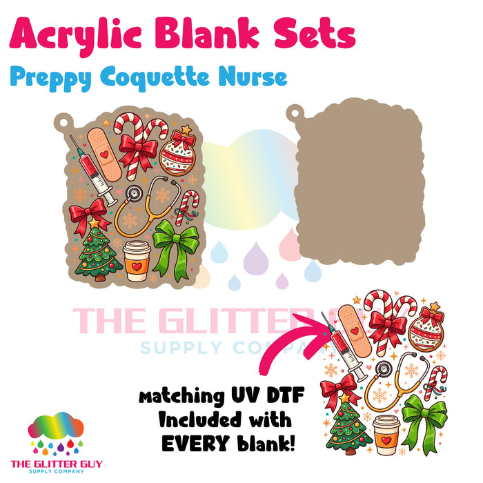 Preppy Coquette Nurse acrylic blank and keychain kit AB-216