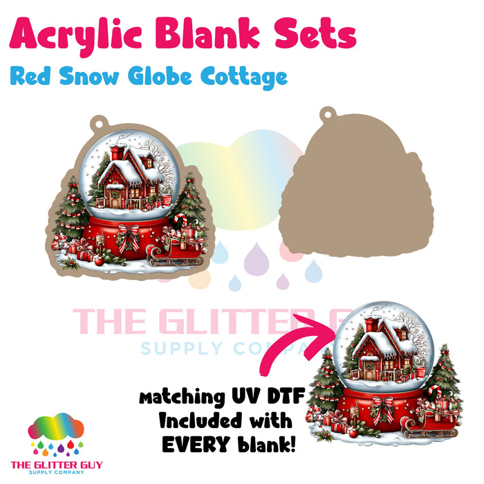 Red Snow Globe Cottage acrylic blank and keychain kit AB-218