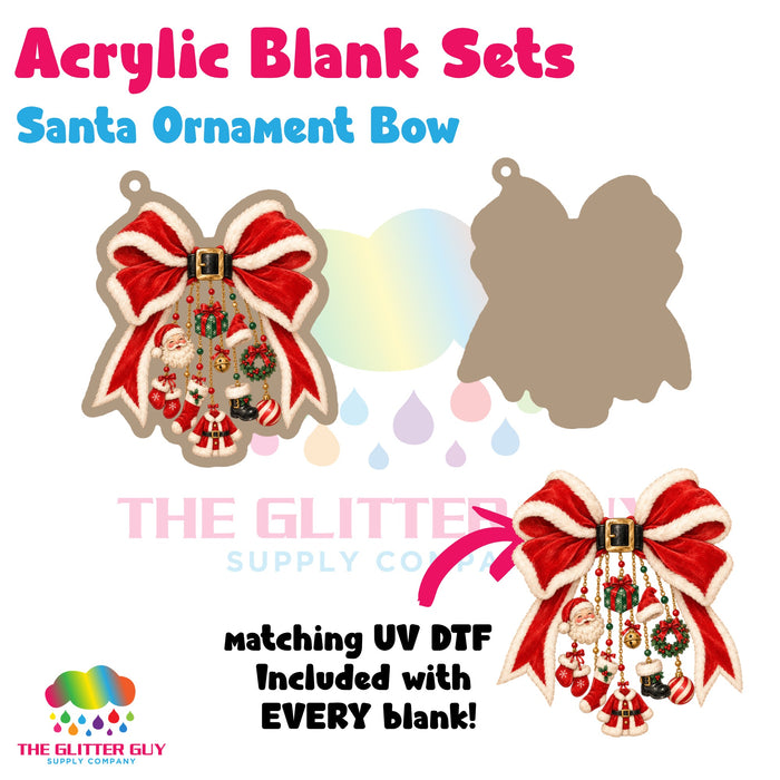 Santa Ornament Bow acrylic blank and keychain kit AB-222