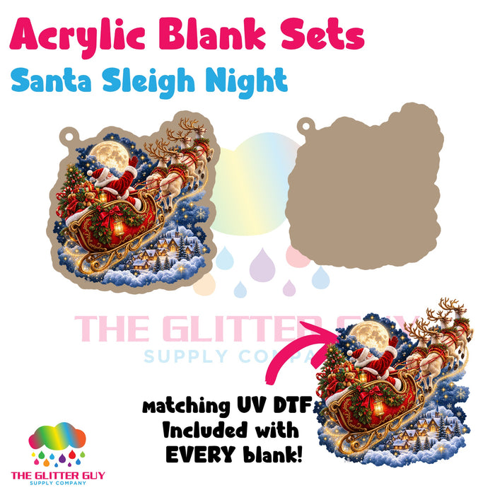 Santa Sleigh Night acrylic blank and keychain kit AB-223