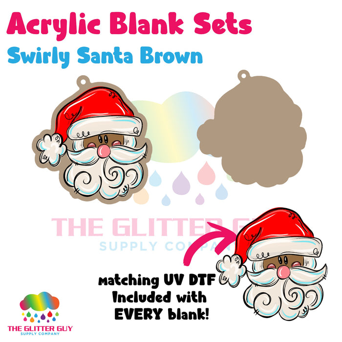 Swirly Santa Brown acrylic blank and keychain kit AB-228