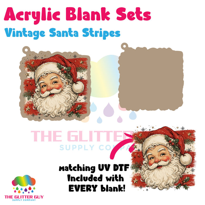 Vintage Santa Stripes acrylic blank and keychain kit AB-232