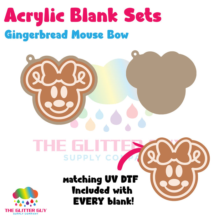 Gingerbread Mouse Bow acrylic blank and keychain kit AB-242