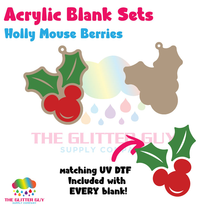 Holly Mouse Berries acrylic blank and keychain kit AB-244