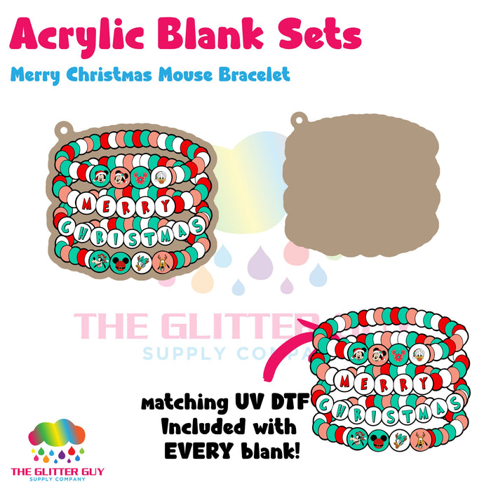 Merry Christmas Mouse Bracelet acrylic blank and keychain kit AB-249