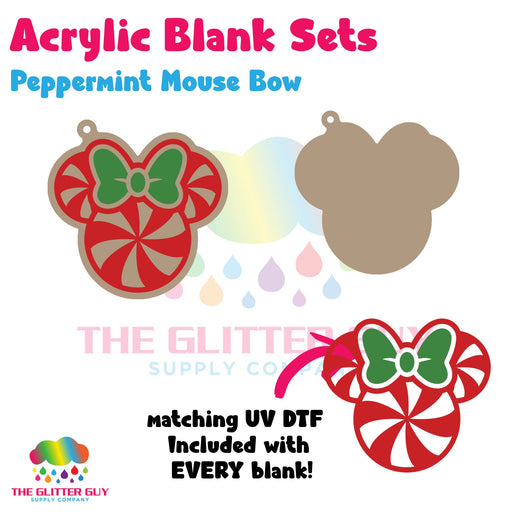 Peppermint Mouse Bow acrylic blank and keychain kit AB-259