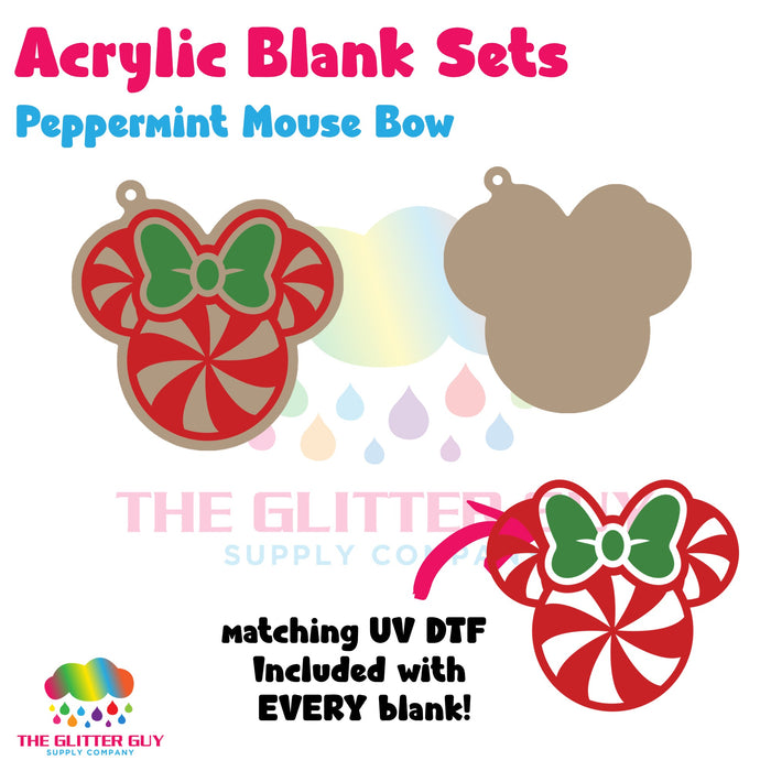 Peppermint Mouse Bow acrylic blank and keychain kit AB-259
