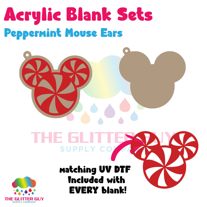 Peppermint Mouse Ears acrylic blank and keychain kit AB-260
