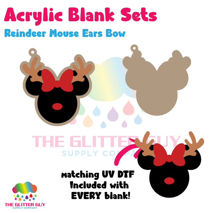 Reindeer Mouse Ears Bow acrylic blank and keychain kit AB-265