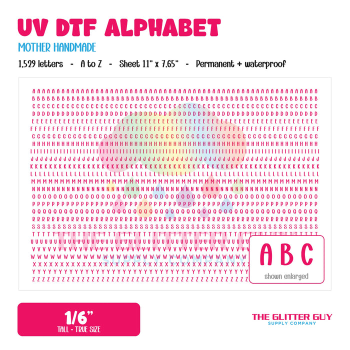 UV DTF Alphabet Letters