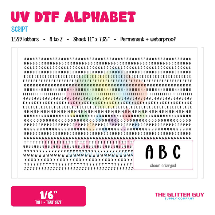 UV DTF Alphabet Letters