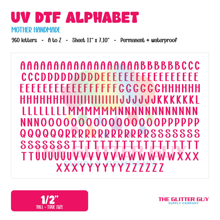 UV DTF Alphabet Letters