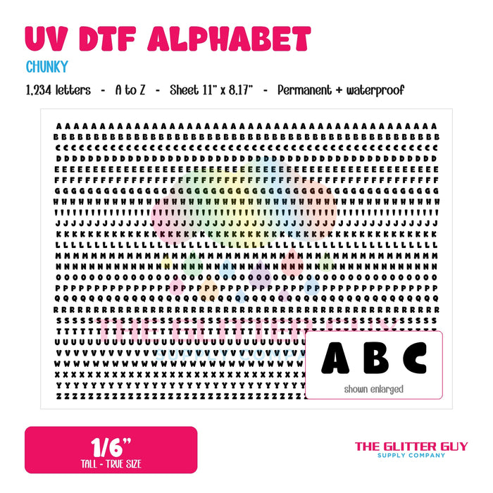 UV DTF Alphabet Letters - Chunky