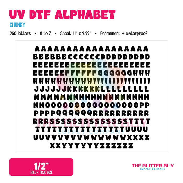 UV DTF Alphabet Letters - Chunky