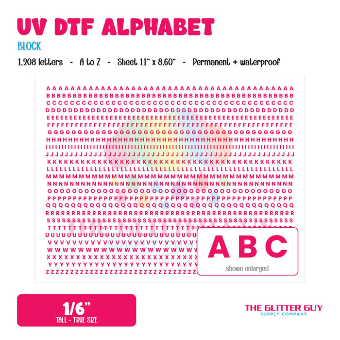 UV DTF Alphabet Letters - Block