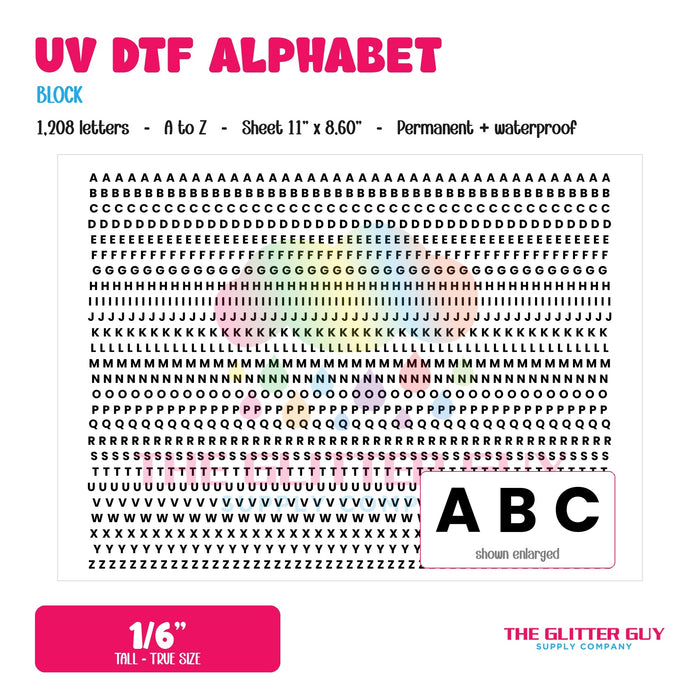 UV DTF Alphabet Letters - Block