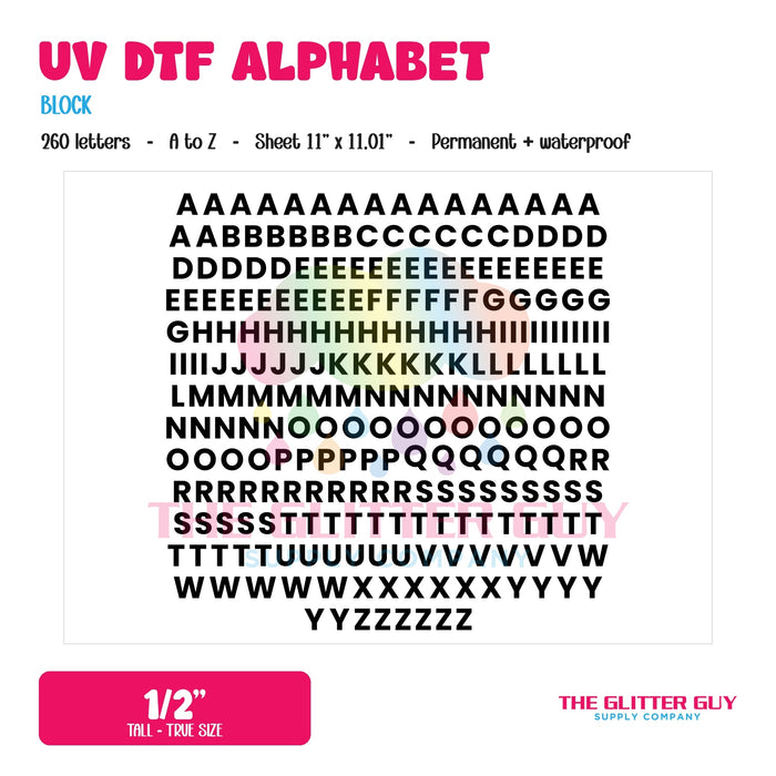 UV DTF Alphabet Letters - Block