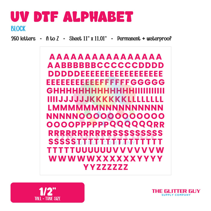UV DTF Alphabet Letters - Block