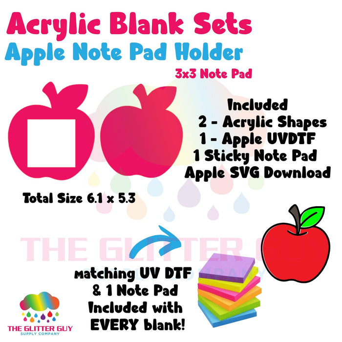 Acrylic Note Pad Holder Set - Apple