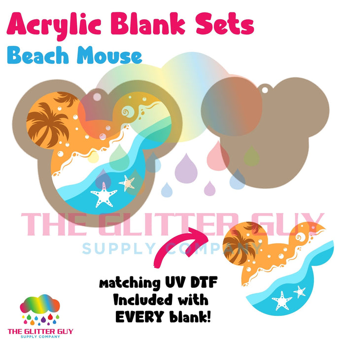 Acrylic Blank & Keychain Kit - Beach Mouse