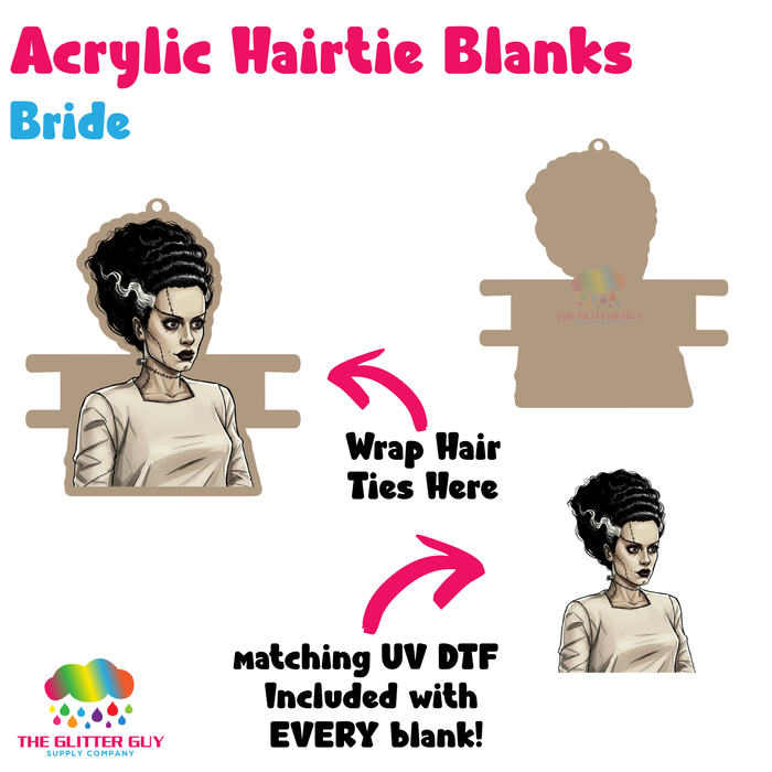Acrylic Hair Tie Holder Keychain - Bride H-001