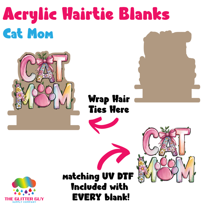 Acrylic Hair Tie Holder Keychain - Cat Mom