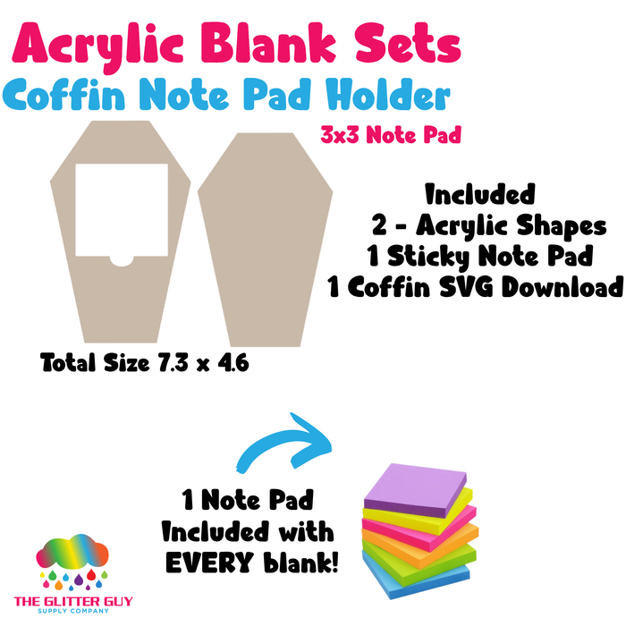 Acrylic Note Pad Holder Set - Coffin