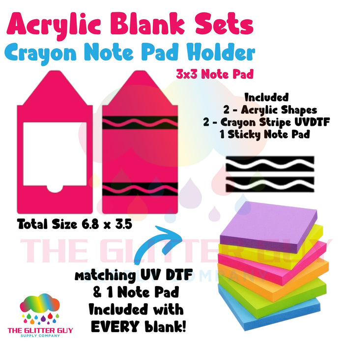 Acrylic Note Pad Holder Set - Crayon