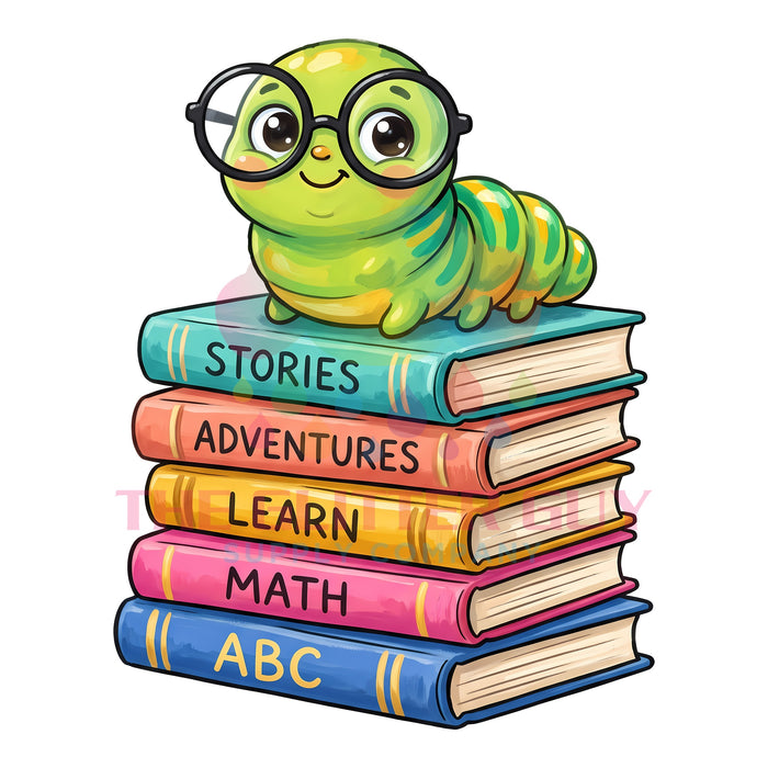 Printed Decal - Bookworm Teacher #023
