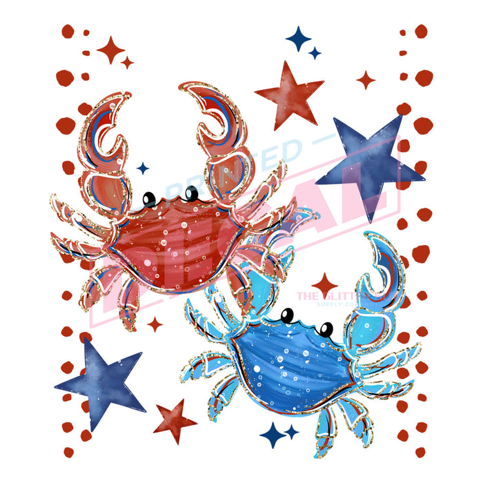Printed Decal - Red Blue Crabbie #311