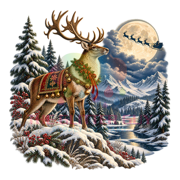 Printed Decal - Moonlight Reindeer #332