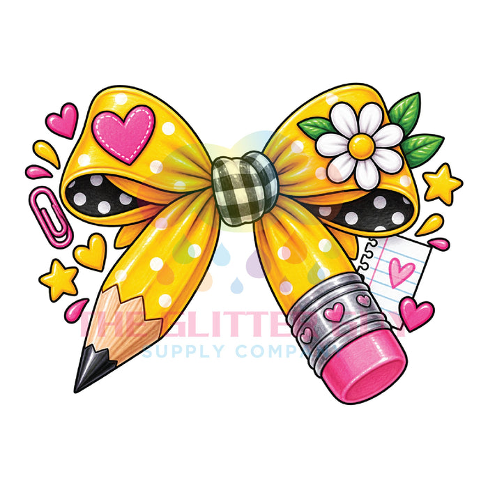 Printed Decal - Pencil Bow #405