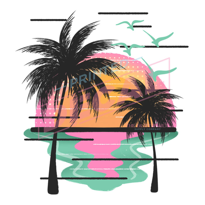Printed Decal - Sunset Palms #407