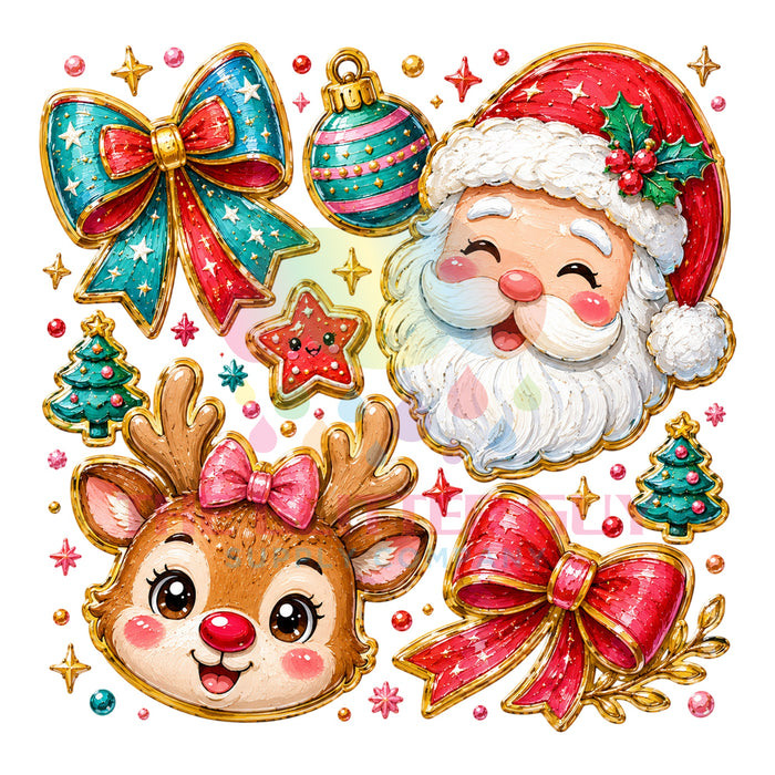 Printed Decal - Santa & Reindeer #424