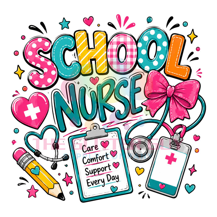 Printed Decal - School Nurse Bow #434