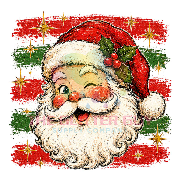 Printed Decal - Winking Santa #472