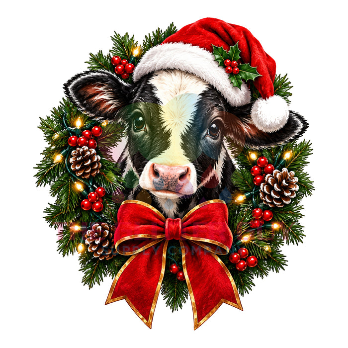 Printed Decal - Wreath Cow #478