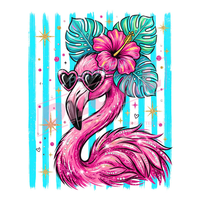 Printed Decal - Glitter Flamingo #509