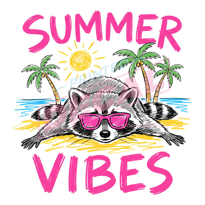 Printed Decal - Summer Vibes Raccoon #517