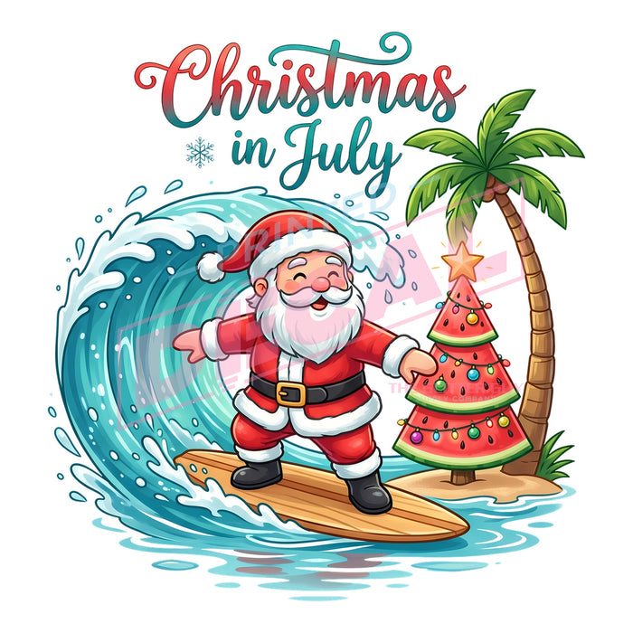 Printed Decal - Surfing Santa Beach #521