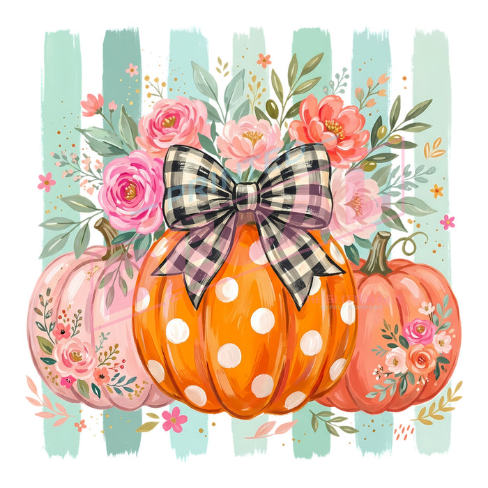 Printed Decal - Floral Coquette Pumpkin #589