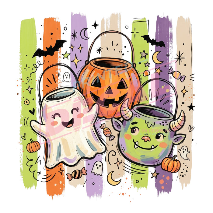 Printed Decal - Happy Halloween Buckets #599
