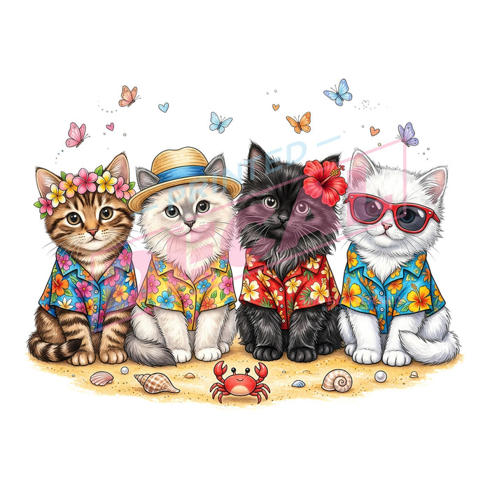 Printed Decal - Summer Cats #644