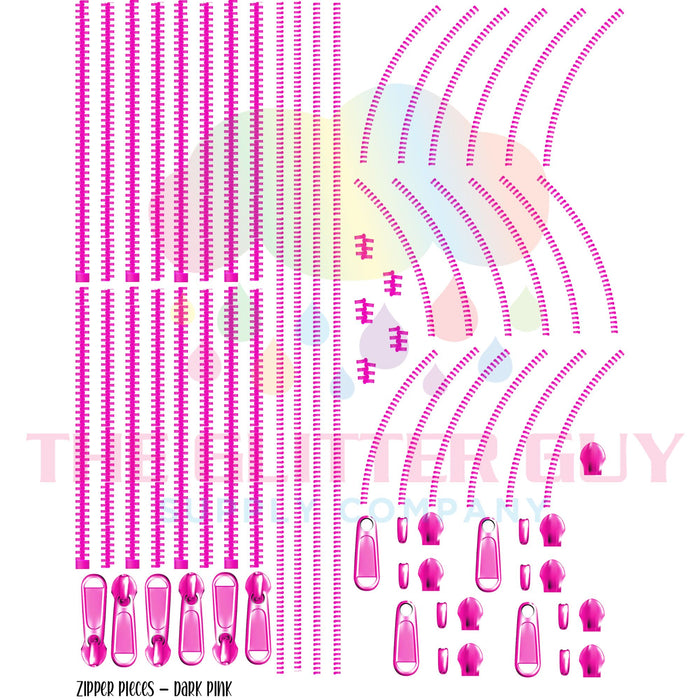 Premade Gang Sheet - Dark Pink Zipper Pieces