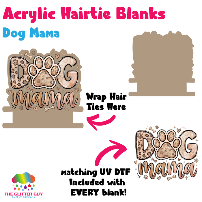 Acrylic Hair Tie Holder Keychain - Dog Mama