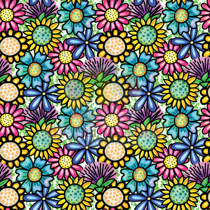 Printed Vinyl - Doodle Flowers 212